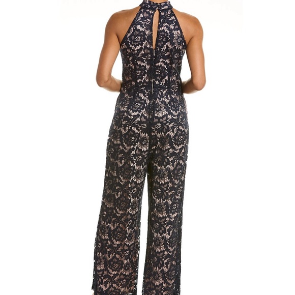 100% polyester, lace design. Dark blue. - Picture 2 of 2